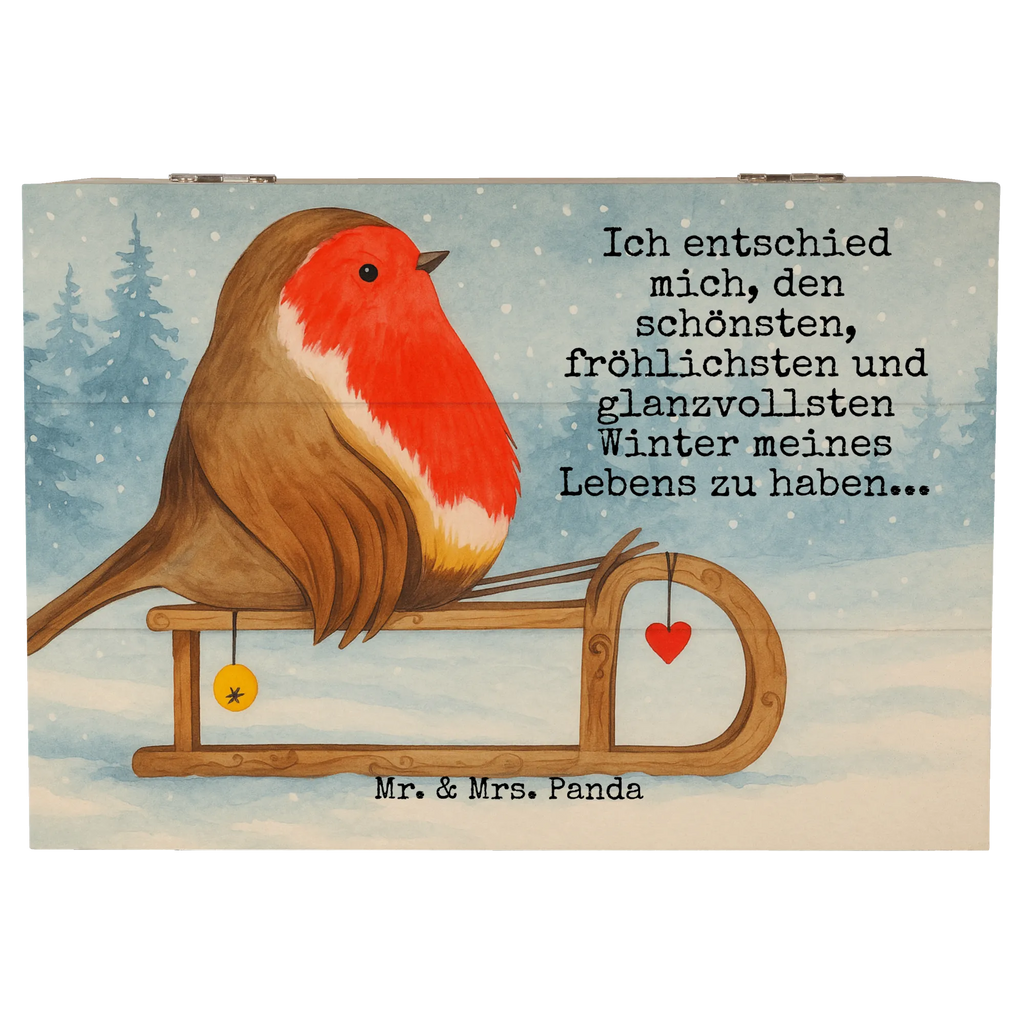 Holzkiste Rotkehlchen Schlitten Design Geschenkbox, Kiste, Dekokiste, Geschenkdose, Erinnerungsbox, Schatzkiste, XXL, Aufbewahrungsbox, Holzkiste, Erinnerungskiste, Truhe, Schatulle, Winter, Weihnachten, Weihnachtsdeko, Nikolaus, Advent, Heiligabend, Wintermotiv, Vogel, Schlitten