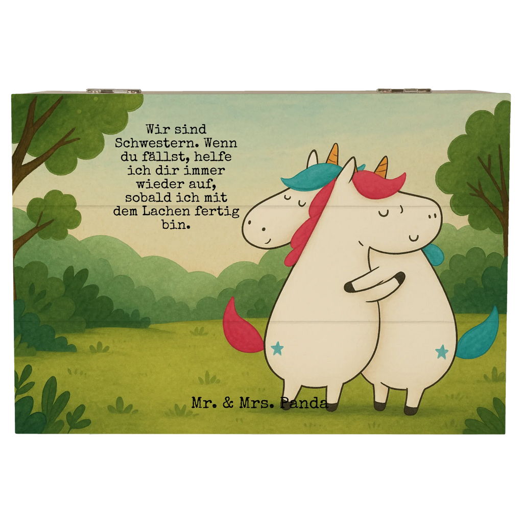 Holzkiste Einhörner Umarmen Design Truhe, Aufbewahrungsbox, Geschenkdose, Erinnerungsbox, XXL, Schatulle, Erinnerungskiste, Geschenkbox, Kiste, Schatzkiste, Dekokiste, Holzkiste, Einhorn, Einhörner, Einhorn Deko, Unicorn, Freundinnen, Geschwister, Liebe, Schwester, BFF, Freundin, Schwestern, Sister, Familie