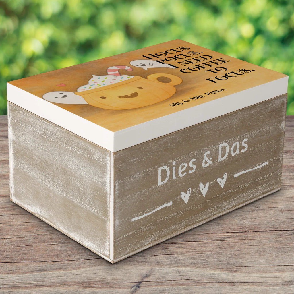 Holzkiste Kaffee Gespenst Design Erinnerungskiste, Erinnerungsbox, Schatzkiste, Kiste, Aufbewahrungsbox, Dekokiste, Holzkiste, Truhe, Geschenkbox, Geschenkdose, XXL, Schatulle, Halloween, Deko, Martinssingen, Dekoration, Geschenke, Schenken, Süßes sonst gibt's saures, Halloween Deko, Pumpkin spiced Latte, Kaffee, Gespenst, Trick or Treat