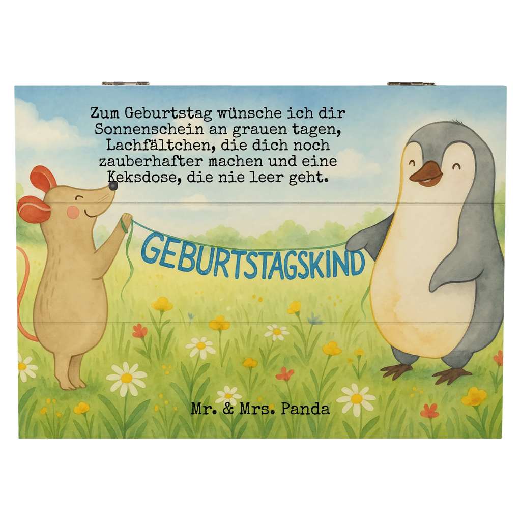 Holzkiste Maus Pinguin Geburtstag Design Schatzkiste, Erinnerungsbox, Geschenkdose, Truhe, Aufbewahrungsbox, XXL, Geschenkbox, Erinnerungskiste, Kiste, Holzkiste, Dekokiste, Schatulle, Geburtstag, Geburtstagsgeschenk, Geschenk, Geburtstagsfeier, Pinguin, Happy Birthday, Geburtstage, Maus