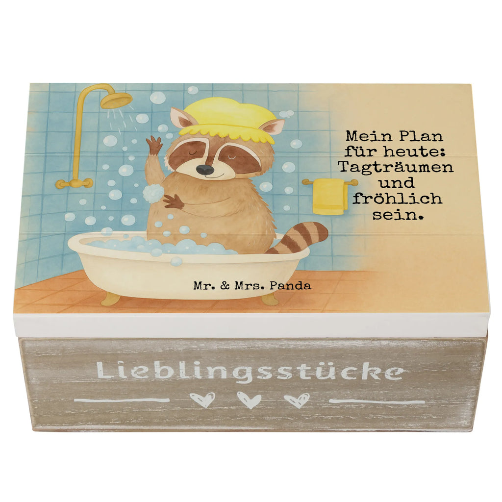 Holzkiste Waschbär Design Schatzkiste, Geschenkbox, Geschenkdose, Erinnerungsbox, Dekokiste, Kiste, XXL, Holzkiste, Erinnerungskiste, Truhe, Aufbewahrungsbox, Schatulle, Tiermotive, Gute Laune, lustige Sprüche, Tiere, Fröhlich, Waschbär, Seifenblasen, Tagträumen, waschen, Plan