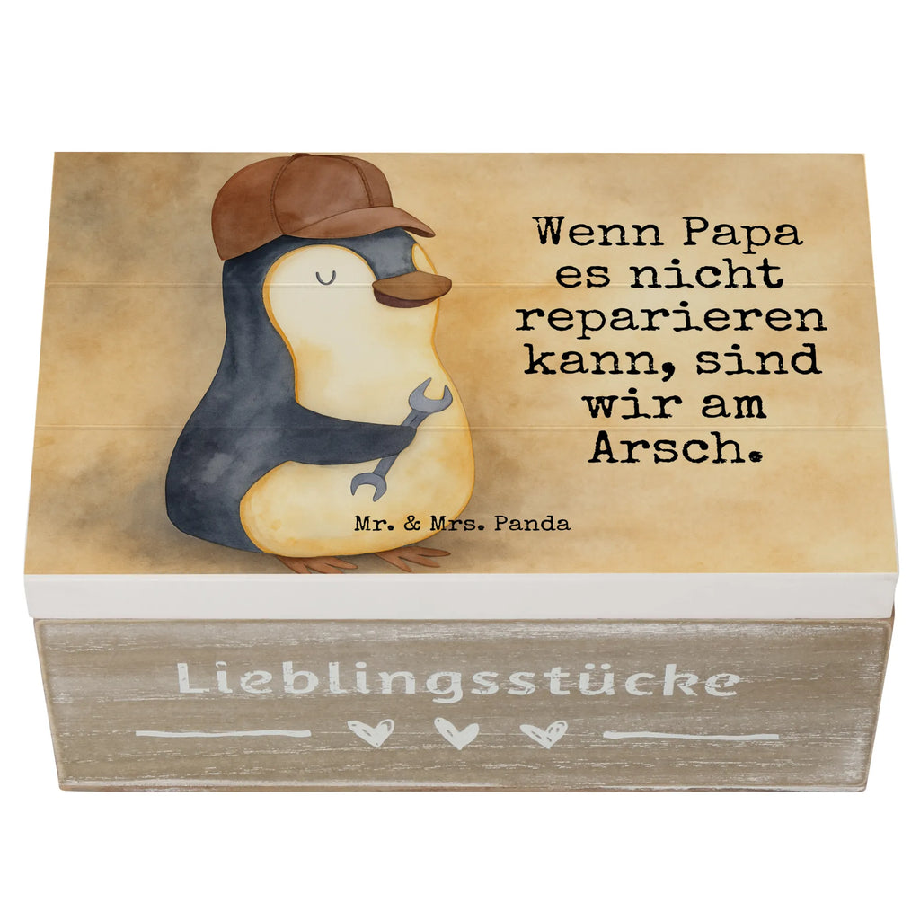 Holzkiste Wenn Papa es nicht reparieren kann, sind wir am Arsch Design Schatzkiste, Dekokiste, Truhe, Aufbewahrungsbox, Geschenkbox, Holzkiste, XXL, Erinnerungsbox, Erinnerungskiste, Geschenkdose, Schatulle, Kiste, Familie, Vatertag, Muttertag, Bruder, Schwester, Mama, Papa, Oma, Opa, Geschenk Papa, Bester Papa der Welt, Vater