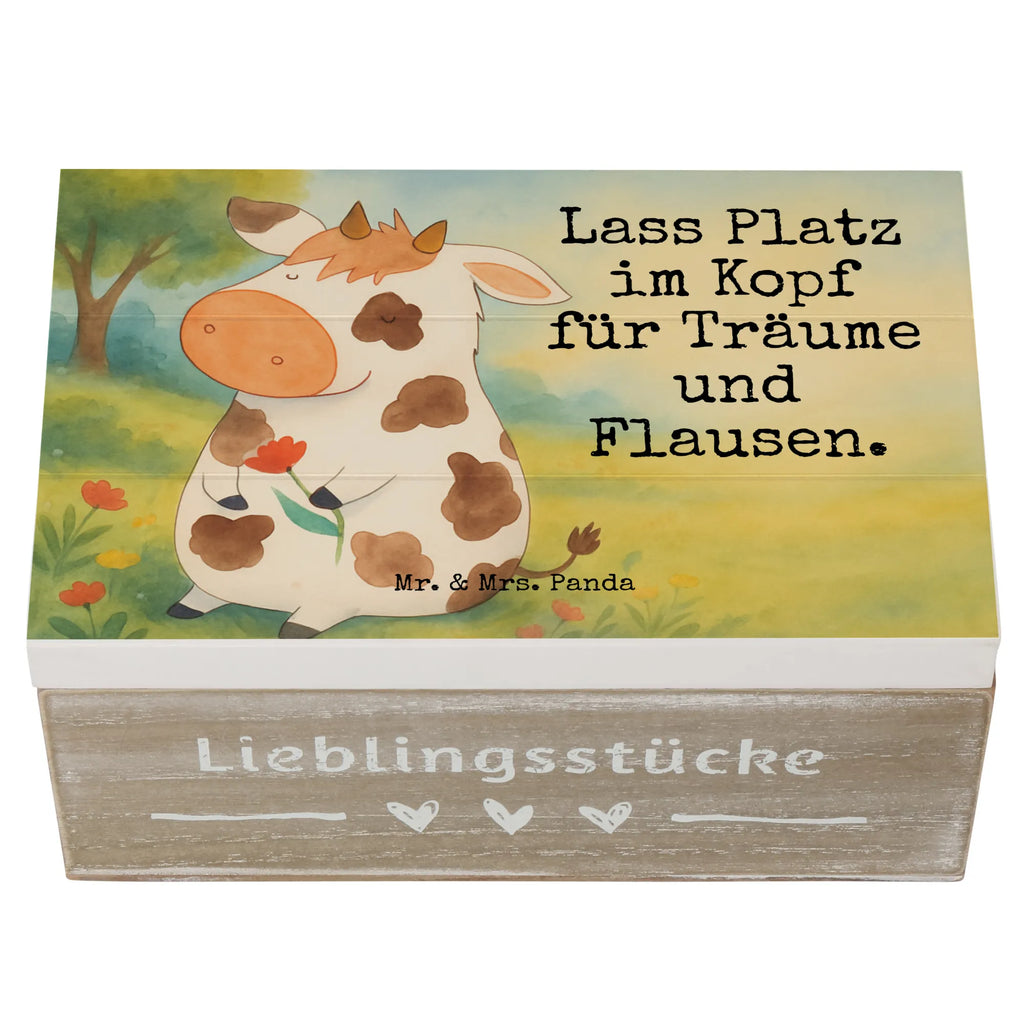 Holzkiste Kuh Design Geschenkbox, Aufbewahrungsbox, Erinnerungskiste, Dekokiste, XXL, Kiste, Erinnerungsbox, Geschenkdose, Truhe, Holzkiste, Schatzkiste, Schatulle, Bauernhof, Hoftiere, Landwirt, Landwirtin, Hof, Motivtion, Träume, Milchkuh, Milch, Magie, Flausen, Kuh, Kühe, Spruch