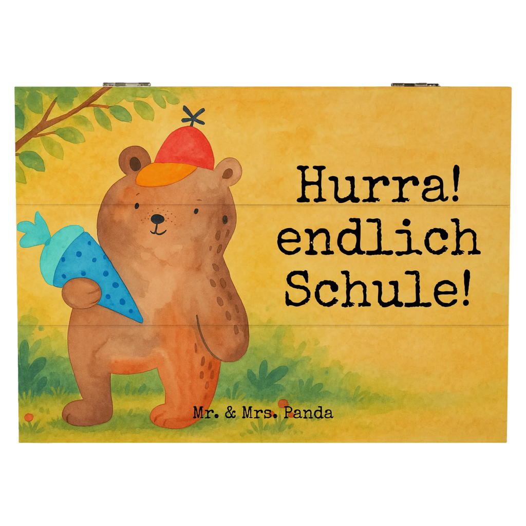 Holzkiste Bär Schultüte Design Erinnerungskiste, XXL, Schatulle, Geschenkdose, Erinnerungsbox, Aufbewahrungsbox, Truhe, Schatzkiste, Holzkiste, Kiste, Geschenkbox, Dekokiste, Bär, Teddy, Teddybär, Einschulung Geschenk, Schule Geschenk, Grundschule, Erster Schultag Geschenk, Bär Motiv, Schultüte, Schulbeginn, Schulanfang