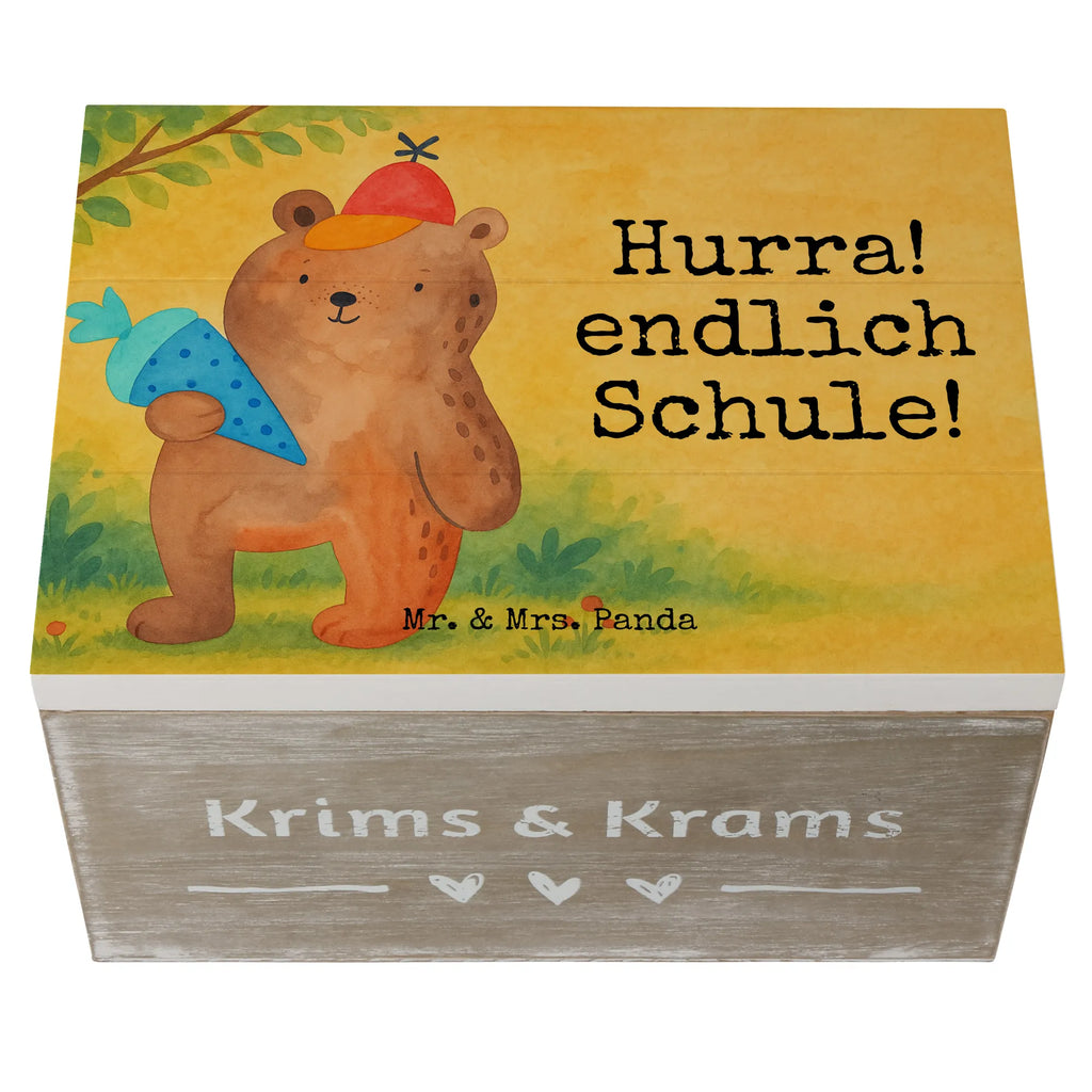 Holzkiste Bär Schultüte Design Erinnerungskiste, XXL, Schatulle, Geschenkdose, Erinnerungsbox, Aufbewahrungsbox, Truhe, Schatzkiste, Holzkiste, Kiste, Geschenkbox, Dekokiste, Bär, Teddy, Teddybär, Einschulung Geschenk, Schule Geschenk, Grundschule, Erster Schultag Geschenk, Bär Motiv, Schultüte, Schulbeginn, Schulanfang