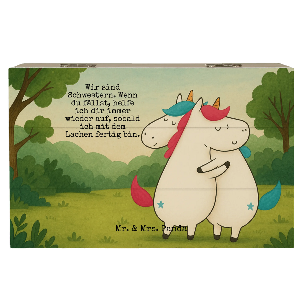 Holzkiste Einhörner Umarmen Design Truhe, Aufbewahrungsbox, Geschenkdose, Erinnerungsbox, XXL, Schatulle, Erinnerungskiste, Geschenkbox, Kiste, Schatzkiste, Dekokiste, Holzkiste, Einhorn, Einhörner, Einhorn Deko, Unicorn, Freundinnen, Geschwister, Liebe, Schwester, BFF, Freundin, Schwestern, Sister, Familie