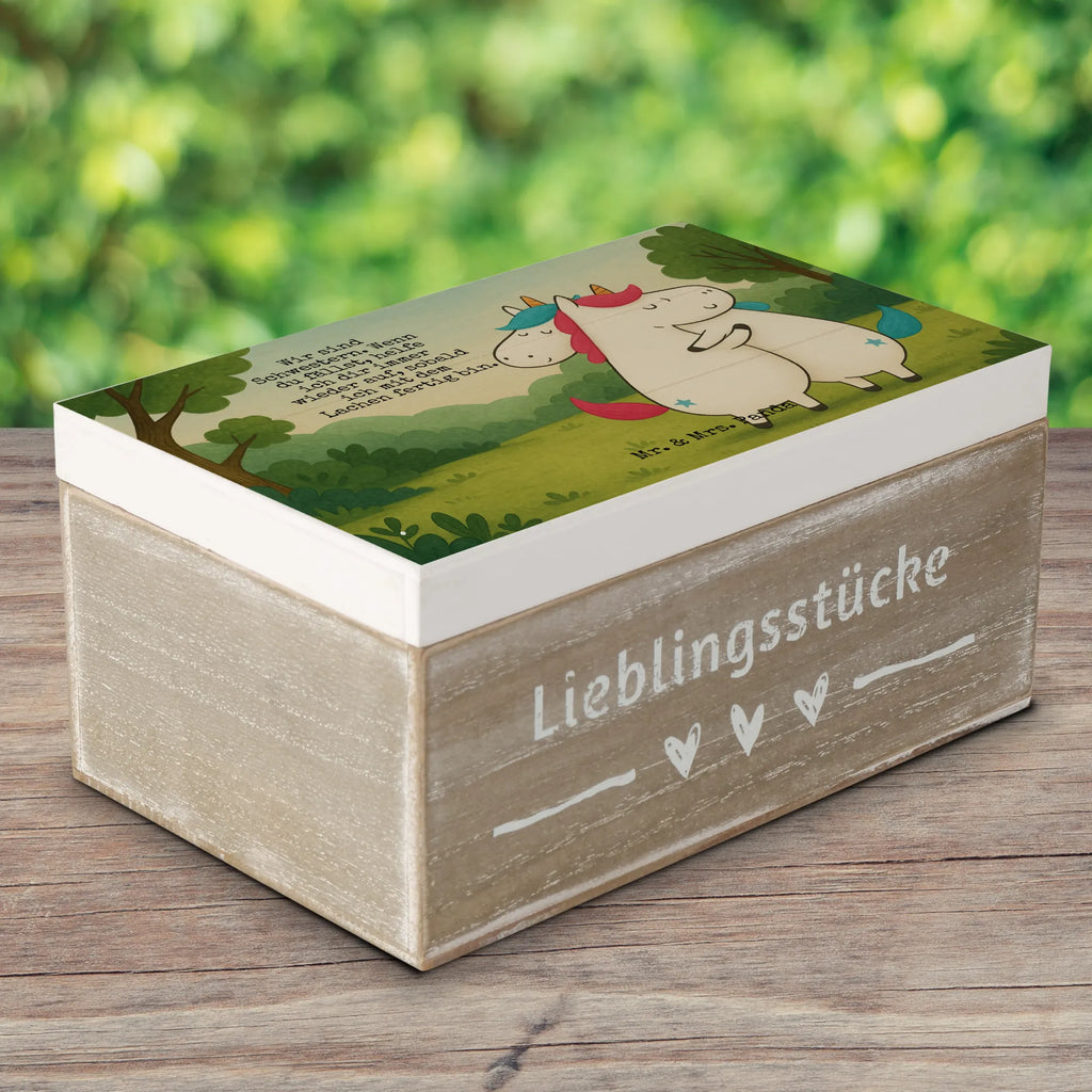 Holzkiste Einhörner Umarmen Design Truhe, Aufbewahrungsbox, Geschenkdose, Erinnerungsbox, XXL, Schatulle, Erinnerungskiste, Geschenkbox, Kiste, Schatzkiste, Dekokiste, Holzkiste, Einhorn, Einhörner, Einhorn Deko, Unicorn, Freundinnen, Geschwister, Liebe, Schwester, BFF, Freundin, Schwestern, Sister, Familie