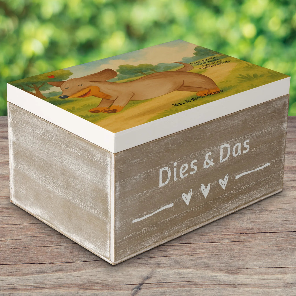 Wooden chest Dog dachshund Design Dekokiste, XXL, Erinnerungsbox, Aufbewahrungsbox, Erinnerungskiste, Kiste, Schatzkiste, Geschenkbox, Schatulle, Truhe, Holzkiste, Geschenkdose, Hund, Hundemotiv, Haustier, Hunderasse, Tierliebhaber, Hundebesitzer, Sprüche, Dachshund, Dackel, Hunde, happy dog