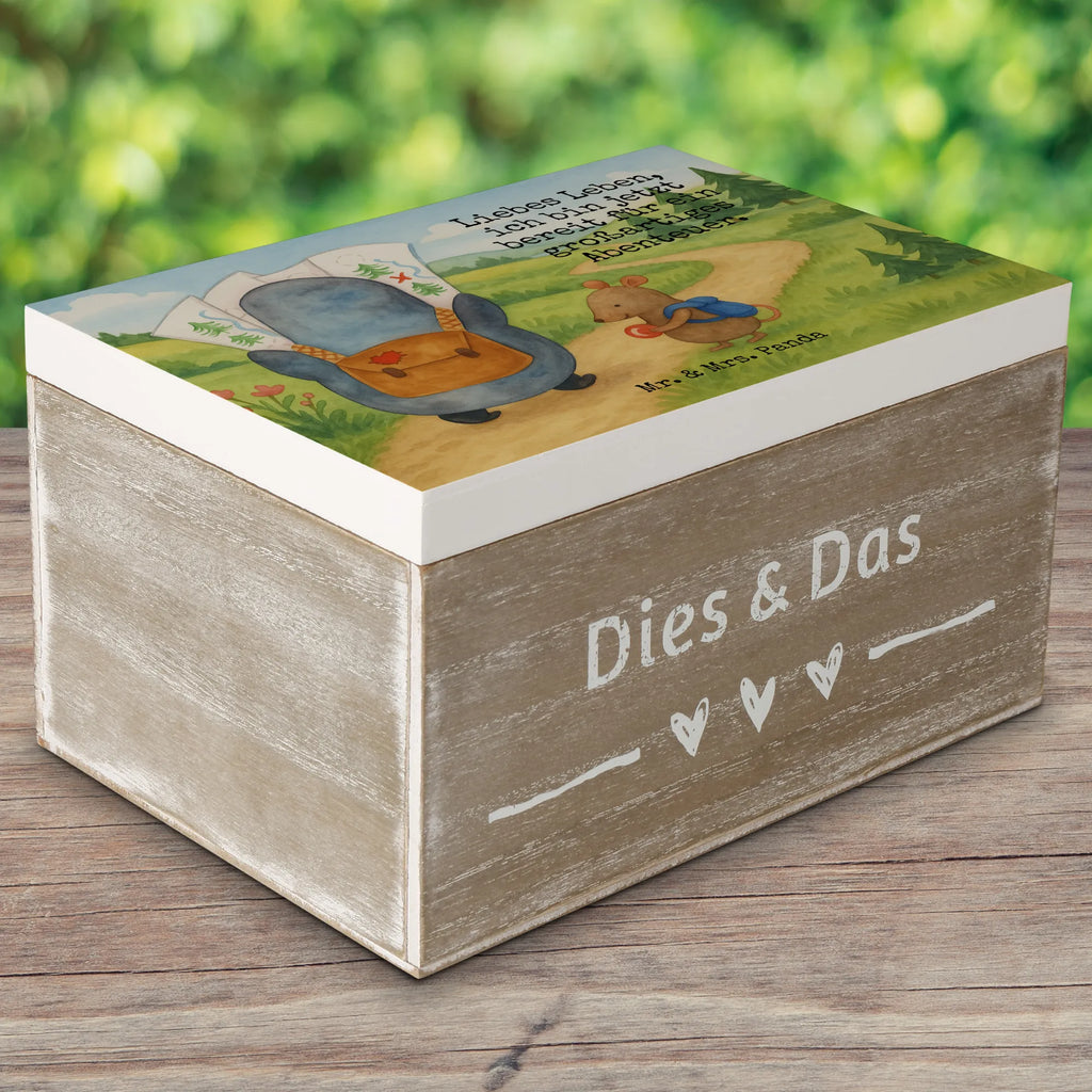 Holzkiste Pinguin & Maus Wanderer Design Geschenkdose, Erinnerungsbox, Schatulle, Kiste, Dekokiste, Aufbewahrungsbox, Geschenkbox, Truhe, Holzkiste, Erinnerungskiste, XXL, Schatzkiste, Pinguin, Ausflug, Wanderlust, Abenteurer, wandern, Roadtrip, Abenteuer, Pinguine