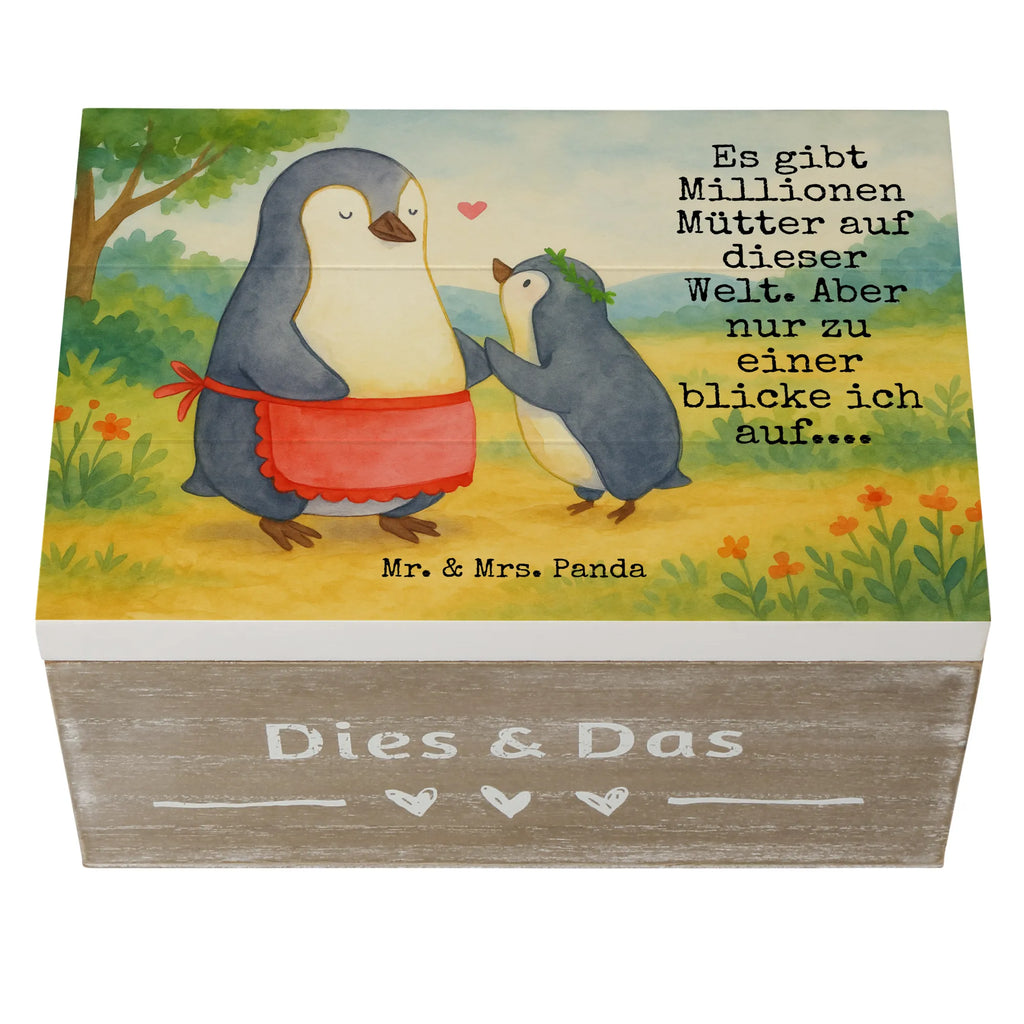 Wooden chest Penguin with child Design Aufbewahrungsbox, Dekokiste, XXL, Erinnerungskiste, Holzkiste, Erinnerungsbox, Truhe, Geschenkdose, Schatulle, Geschenkbox, Kiste, Schatzkiste, Familie, Vatertag, Muttertag, Bruder, Schwester, Mama, Papa, Oma, Opa, Mutti, Mami, Geburststag, Mutter, Geschenk