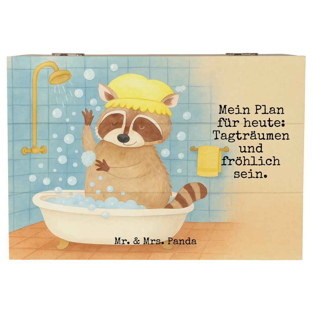 Holzkiste Waschbär Design Schatzkiste, Geschenkbox, Geschenkdose, Erinnerungsbox, Dekokiste, Kiste, XXL, Holzkiste, Erinnerungskiste, Truhe, Aufbewahrungsbox, Schatulle, Tiermotive, Gute Laune, lustige Sprüche, Tiere, Fröhlich, Waschbär, Seifenblasen, Tagträumen, waschen, Plan