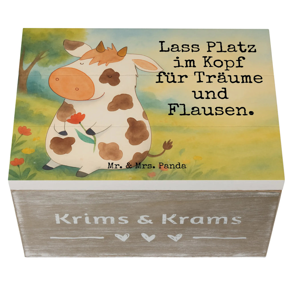 Holzkiste Kuh Design Geschenkbox, Aufbewahrungsbox, Erinnerungskiste, Dekokiste, XXL, Kiste, Erinnerungsbox, Geschenkdose, Truhe, Holzkiste, Schatzkiste, Schatulle, Bauernhof, Hoftiere, Landwirt, Landwirtin, Hof, Motivtion, Träume, Milchkuh, Milch, Magie, Flausen, Kuh, Kühe, Spruch