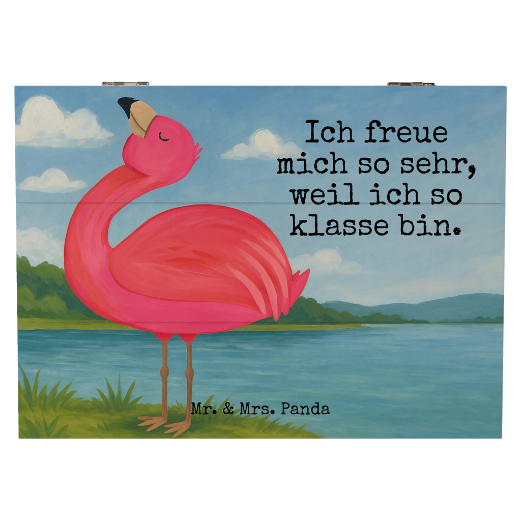 Holzkiste Flamingo Stolz Design Schatulle, Holzkiste, XXL, Geschenkdose, Dekokiste, Erinnerungsbox, Geschenkbox, Truhe, Aufbewahrungsbox, Erinnerungskiste, Schatzkiste, Kiste, Flamingo, Selbstliebe, Selbstakzeptanz, Tochter, Freundin, Schwester, Mama, beste Freundin, Freude, stolz