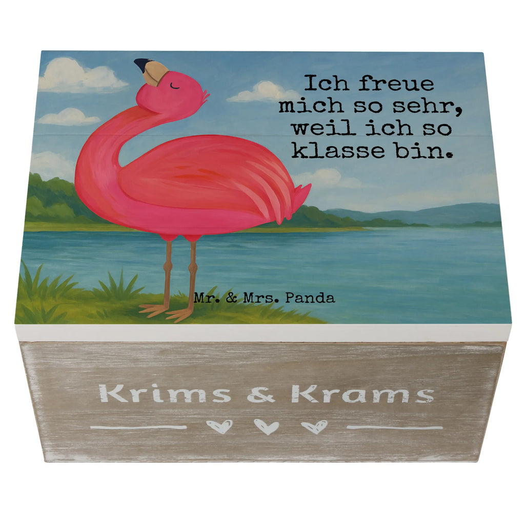 Holzkiste Flamingo Stolz Design Schatulle, Holzkiste, XXL, Geschenkdose, Dekokiste, Erinnerungsbox, Geschenkbox, Truhe, Aufbewahrungsbox, Erinnerungskiste, Schatzkiste, Kiste, Flamingo, Selbstliebe, Selbstakzeptanz, Tochter, Freundin, Schwester, Mama, beste Freundin, Freude, stolz