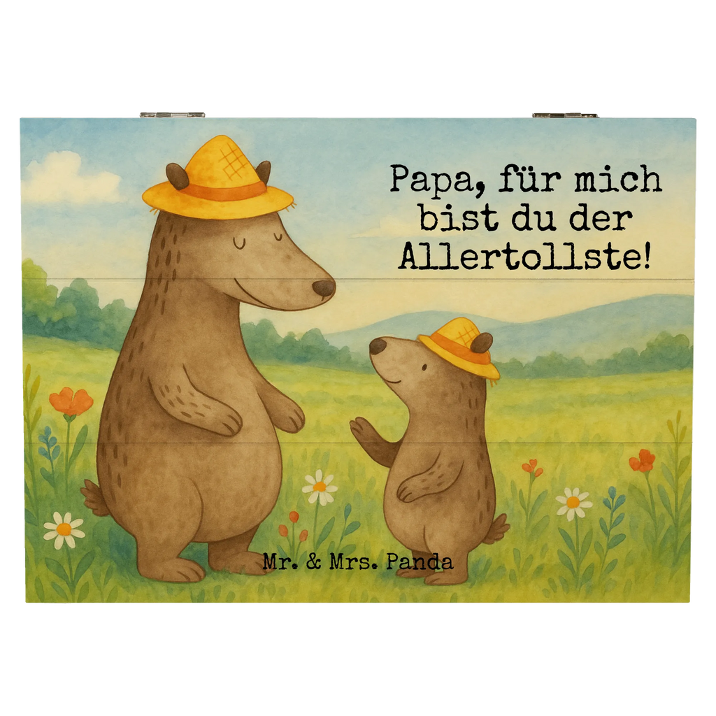 Skrzynia drewniana Niedźwiedzie z kapeluszami Design Schatzkiste, Erinnerungsbox, Erinnerungskiste, Geschenkdose, Schatulle, Geschenkbox, Truhe, Aufbewahrungsbox, Kiste, Dekokiste, XXL, Holzkiste, Familie, Vatertag, Muttertag, Bruder, Schwester, Mama, Papa, Oma, Opa, Vorbild, Söhne, Kind, Daddy, Paps, Vater, Family, Kinder, Bär, Lieblingsmensch, Sohn, Papi, Vater-Sohn, Dad, Bären