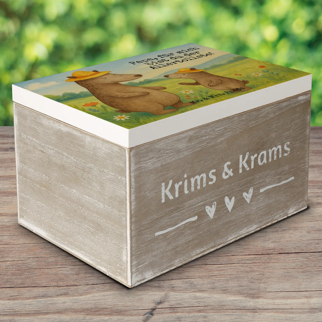 Skrzynia drewniana Niedźwiedzie z kapeluszami Design Schatzkiste, Erinnerungsbox, Erinnerungskiste, Geschenkdose, Schatulle, Geschenkbox, Truhe, Aufbewahrungsbox, Kiste, Dekokiste, XXL, Holzkiste, Familie, Vatertag, Muttertag, Bruder, Schwester, Mama, Papa, Oma, Opa, Vorbild, Söhne, Kind, Daddy, Paps, Vater, Family, Kinder, Bär, Lieblingsmensch, Sohn, Papi, Vater-Sohn, Dad, Bären