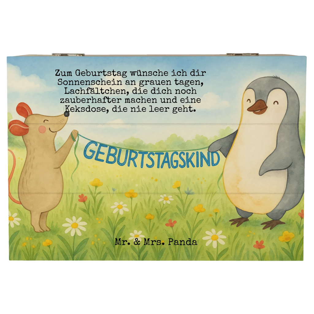 Holzkiste Maus Pinguin Geburtstag Design Schatzkiste, Erinnerungsbox, Geschenkdose, Truhe, Aufbewahrungsbox, XXL, Geschenkbox, Erinnerungskiste, Kiste, Holzkiste, Dekokiste, Schatulle, Geburtstag, Geburtstagsgeschenk, Geschenk, Geburtstagsfeier, Pinguin, Happy Birthday, Geburtstage, Maus