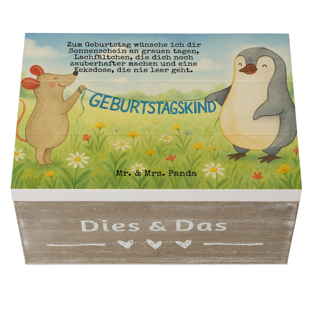 Holzkiste Maus Pinguin Geburtstag Design Schatzkiste, Erinnerungsbox, Geschenkdose, Truhe, Aufbewahrungsbox, XXL, Geschenkbox, Erinnerungskiste, Kiste, Holzkiste, Dekokiste, Schatulle, Geburtstag, Geburtstagsgeschenk, Geschenk, Geburtstagsfeier, Pinguin, Happy Birthday, Geburtstage, Maus