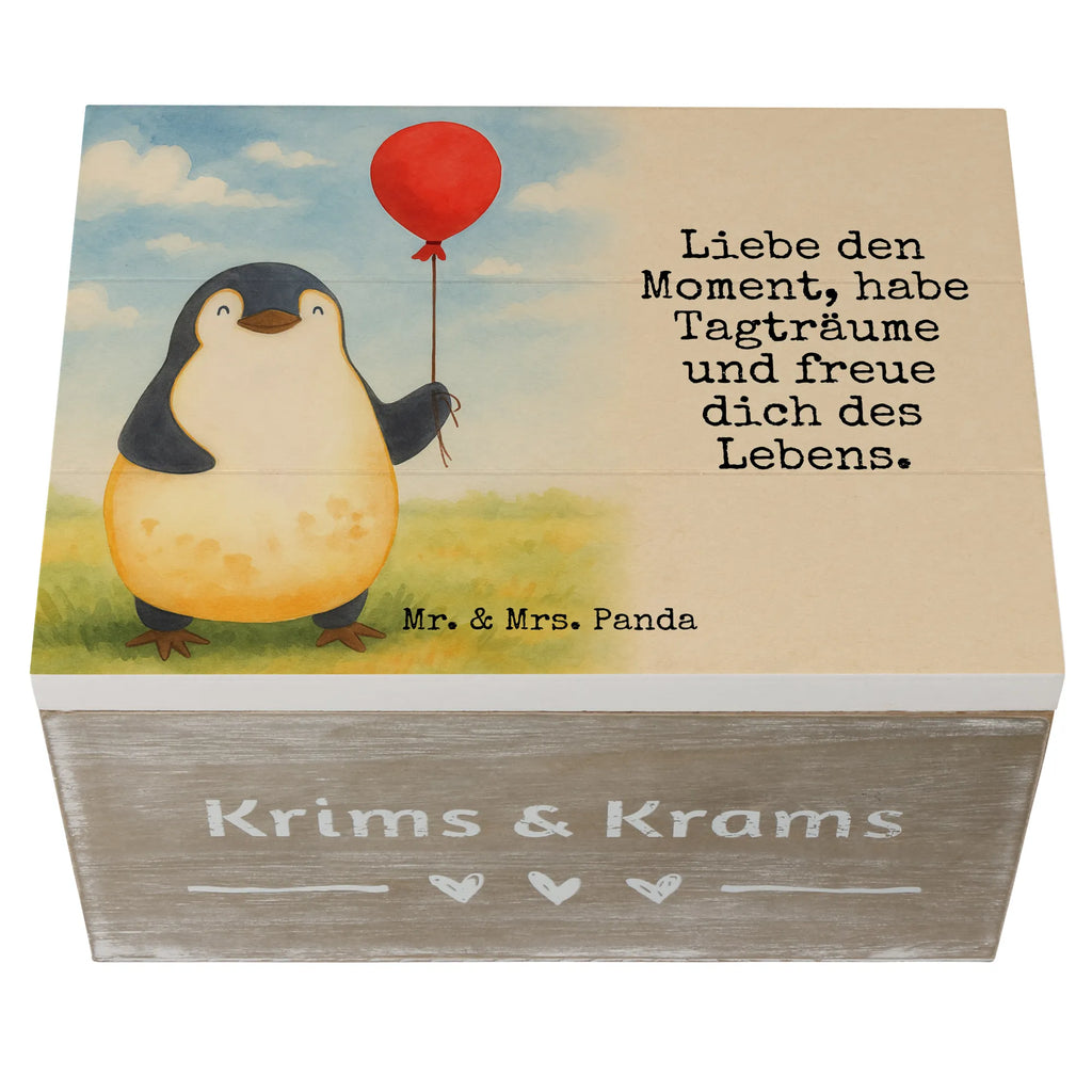 Wooden chest Penguin balloon Design Truhe, Holzkiste, Aufbewahrungsbox, Kiste, Dekokiste, Erinnerungsbox, Geschenkbox, Schatzkiste, Erinnerungskiste, XXL, Geschenkdose, Schatulle, Pinguin, Geschenkidee, beste Freundin, Tagträume, Pinguine, Neustart, Lebenslust, neues Leben, Luftballon, Motivation, Liebe, Glück, Geschenk Freundin
