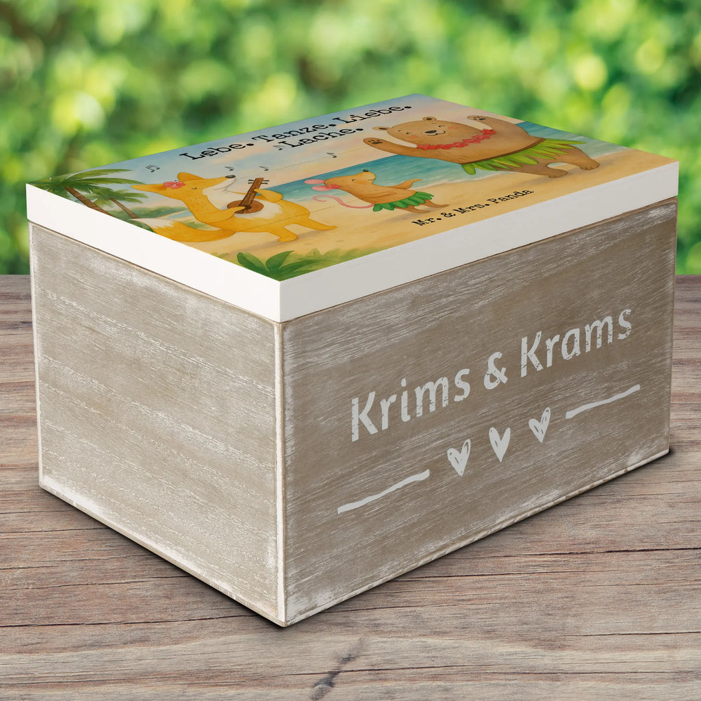 Holzkiste Waldtiere Aloha Design Kiste, Schatulle, Erinnerungskiste, Aufbewahrungsbox, Dekokiste, Schatzkiste, XXL, Holzkiste, Erinnerungsbox, Geschenkbox, Truhe, Geschenkdose, Tiermotive, Gute Laune, lustige Sprüche, Tiere, Igel, Tanzen, Aloha, Waldtiere, Bär, Wald, Hase, Leben, Musik, Lachen