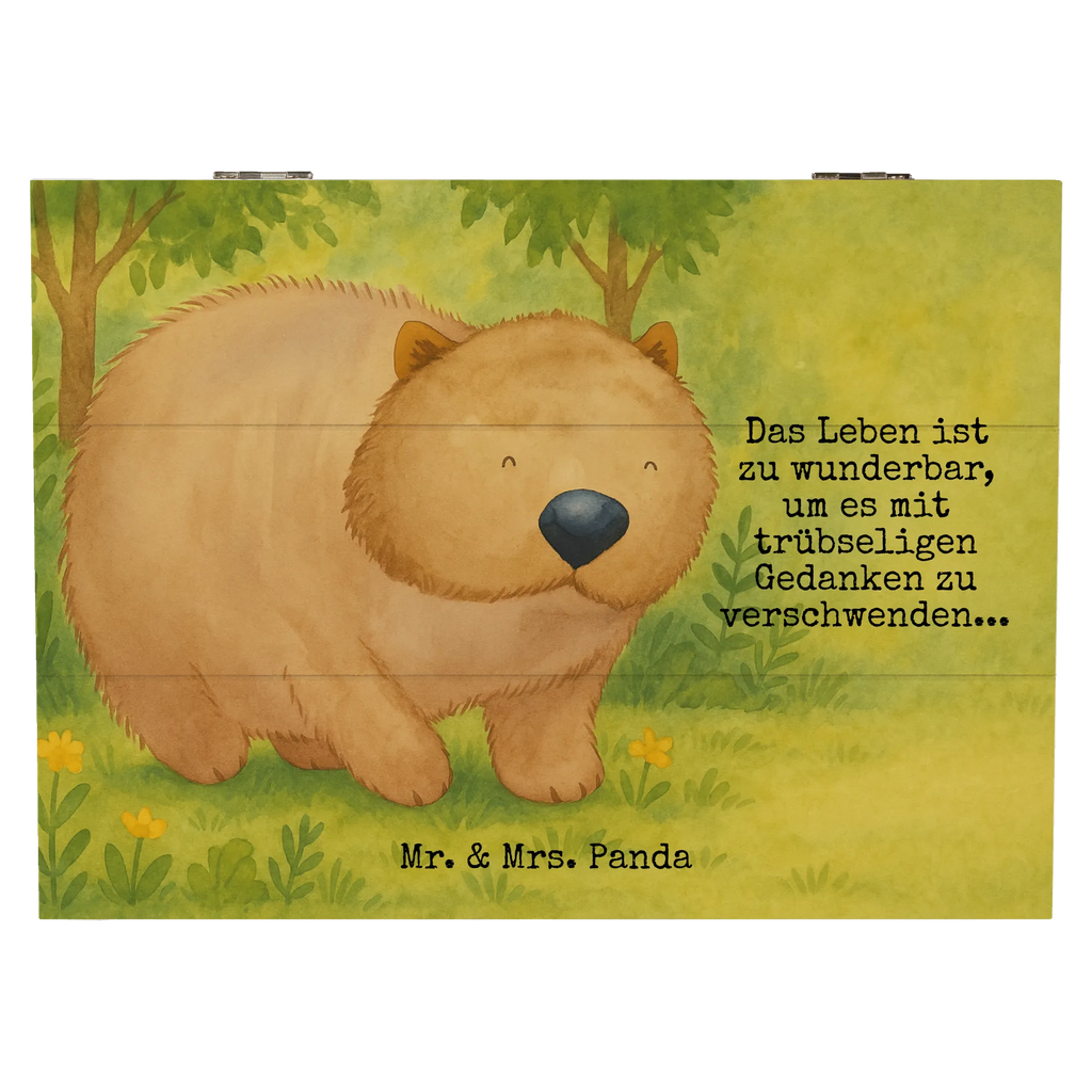 Holzkiste Wombat Design Aufbewahrungsbox, Truhe, Dekokiste, Erinnerungsbox, Erinnerungskiste, Geschenkbox, Kiste, Schatulle, Schatzkiste, Holzkiste, XXL, Geschenkdose, Tiermotive, Gute Laune, lustige Sprüche, Tiere, Australien, Das Leben ist schön, Spruch, Wombat, Motivation