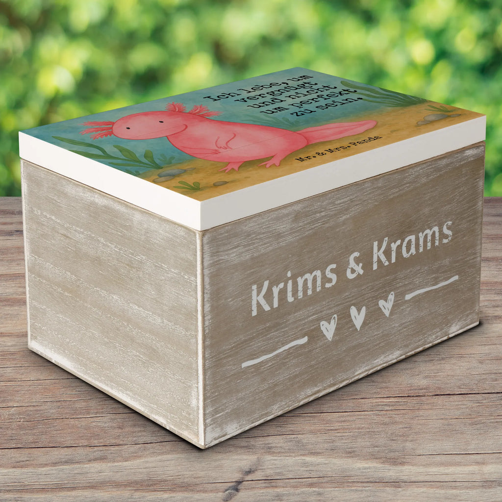 Holzkiste Axolotl Niedlich Design Geschenkdose, Kiste, Schatzkiste, Geschenkbox, Aufbewahrungsbox, Erinnerungskiste, Dekokiste, Erinnerungsbox, Truhe, XXL, Holzkiste, Schatulle, Axolotl, Molch, Axolot, Liebe, Freundin, Lebensstil, Weisheit, Lebensweisheit, vergnügt, zufrieden, fröhlich