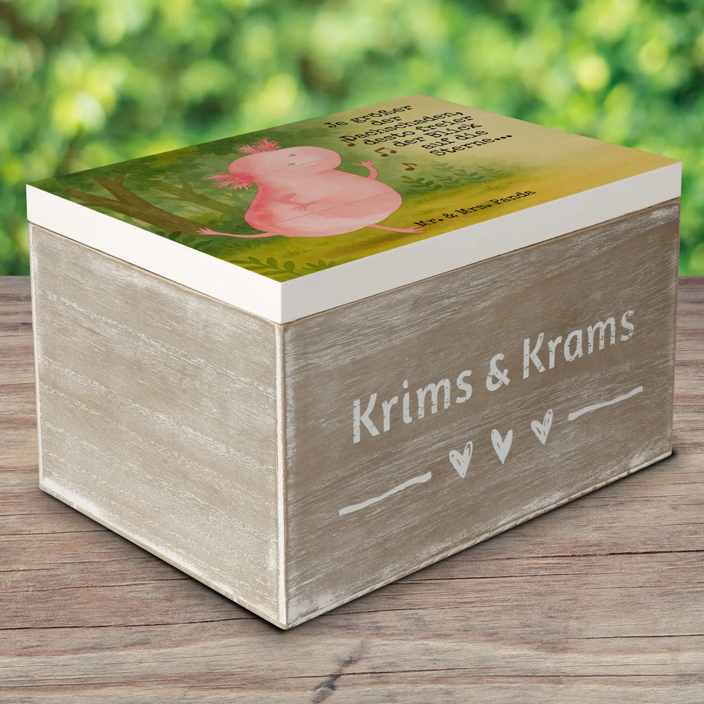 Wooden chest axolotl Dance Design Kiste, Truhe, Geschenkdose, Dekokiste, Holzkiste, XXL, Aufbewahrungsbox, Erinnerungsbox, Geschenkbox, Schatulle, Erinnerungskiste, Schatzkiste, Axolotl, Molch, Axolot, beste Freundin, Sterne, verrückt, Lurche, Freundin, Lurch, Dachschaden, Schwanzlurch