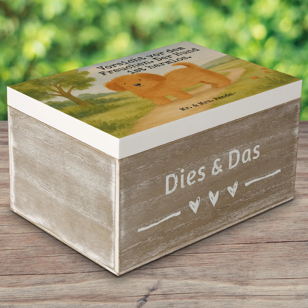 Skrzynia drewniana pies puszysty Design Dekokiste, XXL, Holzkiste, Erinnerungsbox, Kiste, Geschenkdose, Schatzkiste, Erinnerungskiste, Truhe, Schatulle, Geschenkbox, Aufbewahrungsbox, Hund, Hundemotiv, Haustier, Hunderasse, Tierliebhaber, Hundebesitzer, Sprüche, Frauchen, Hundemama, Hunde, Hundeliebe