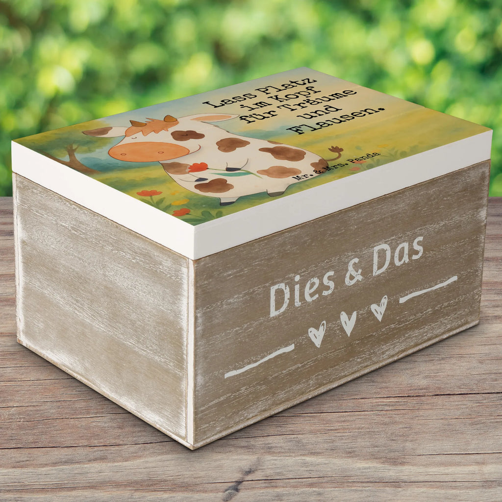 Holzkiste Kuh Design Geschenkbox, Aufbewahrungsbox, Erinnerungskiste, Dekokiste, XXL, Kiste, Erinnerungsbox, Geschenkdose, Truhe, Holzkiste, Schatzkiste, Schatulle, Bauernhof, Hoftiere, Landwirt, Landwirtin, Hof, Motivtion, Träume, Milchkuh, Milch, Magie, Flausen, Kuh, Kühe, Spruch