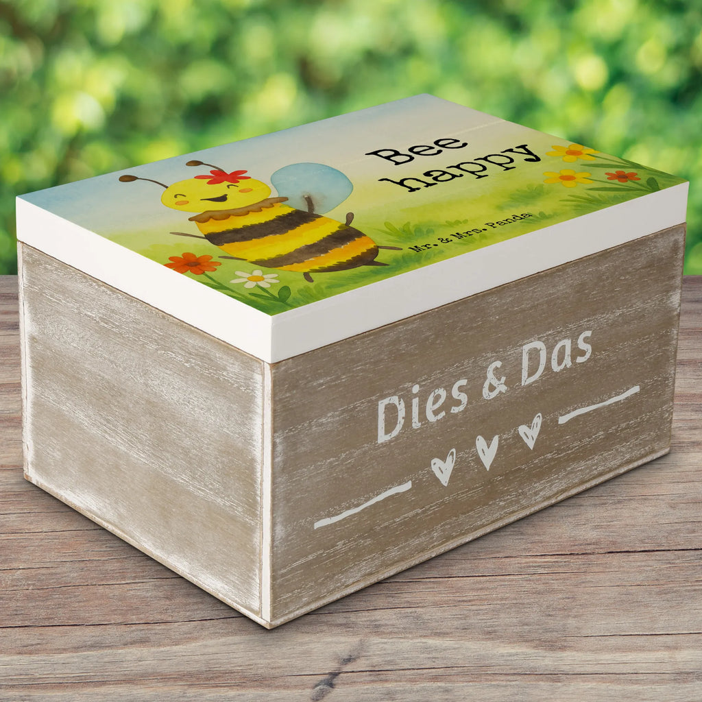 Holzkiste Biene Happy Design Truhe, Kiste, Schatzkiste, Aufbewahrungsbox, Erinnerungsbox, Schatulle, Dekokiste, Holzkiste, Geschenkdose, Erinnerungskiste, XXL, Geschenkbox, Biene, Wespe, Hummel