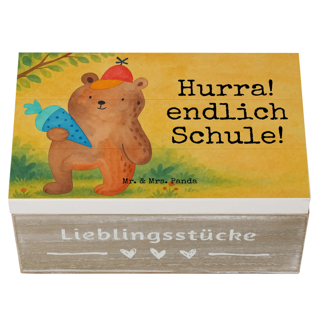 Holzkiste Bär Schultüte Design Erinnerungskiste, XXL, Schatulle, Geschenkdose, Erinnerungsbox, Aufbewahrungsbox, Truhe, Schatzkiste, Holzkiste, Kiste, Geschenkbox, Dekokiste, Bär, Teddy, Teddybär, Einschulung Geschenk, Schule Geschenk, Grundschule, Erster Schultag Geschenk, Bär Motiv, Schultüte, Schulbeginn, Schulanfang