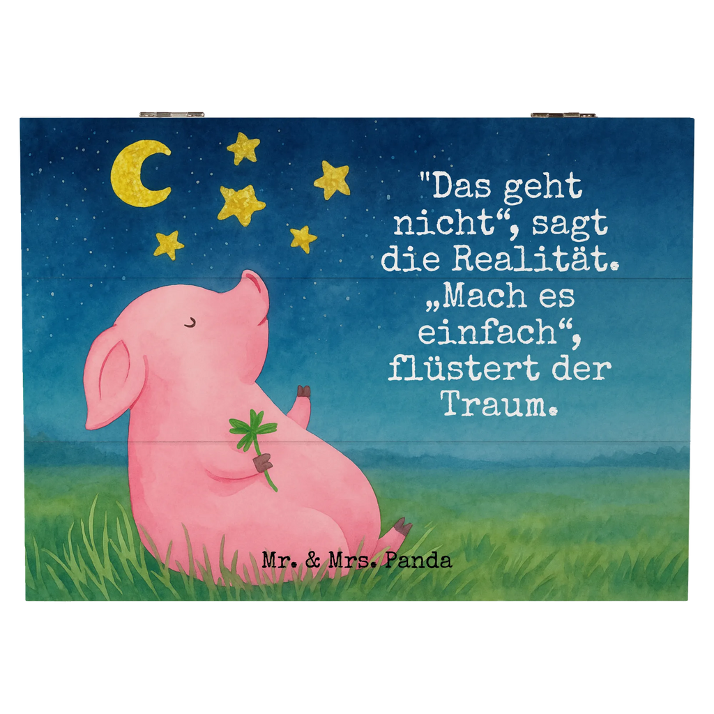 Skrzynia drewniana świnia Szczęście Design Erinnerungsbox, Holzkiste, Schatzkiste, Schatulle, Geschenkbox, Kiste, Dekokiste, Truhe, Geschenkdose, Erinnerungskiste, Aufbewahrungsbox, XXL, Tiermotive, Gute Laune, lustige Sprüche, Tiere, Motivation, Schwein, Glücksschwein. Glück, Glücksbringer, Schweinchen, Sterne, Ziele, Träume, Sernchen