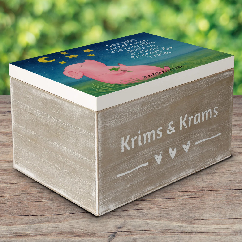 Skrzynia drewniana świnia Szczęście Design Erinnerungsbox, Holzkiste, Schatzkiste, Schatulle, Geschenkbox, Kiste, Dekokiste, Truhe, Geschenkdose, Erinnerungskiste, Aufbewahrungsbox, XXL, Tiermotive, Gute Laune, lustige Sprüche, Tiere, Motivation, Schwein, Glücksschwein. Glück, Glücksbringer, Schweinchen, Sterne, Ziele, Träume, Sernchen
