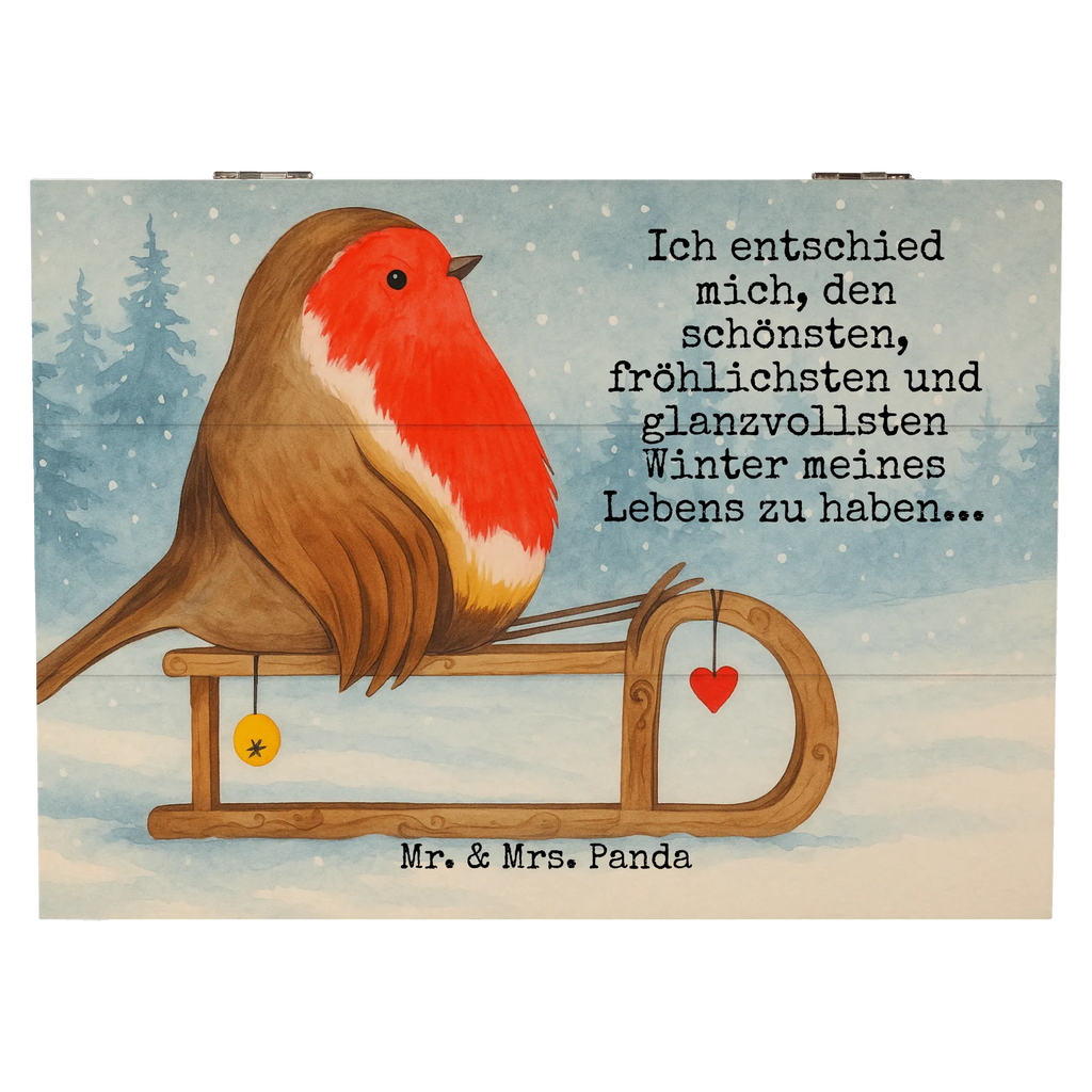 Holzkiste Rotkehlchen Schlitten Design Geschenkbox, Kiste, Dekokiste, Geschenkdose, Erinnerungsbox, Schatzkiste, XXL, Aufbewahrungsbox, Holzkiste, Erinnerungskiste, Truhe, Schatulle, Winter, Weihnachten, Weihnachtsdeko, Nikolaus, Advent, Heiligabend, Wintermotiv, Vogel, Schlitten