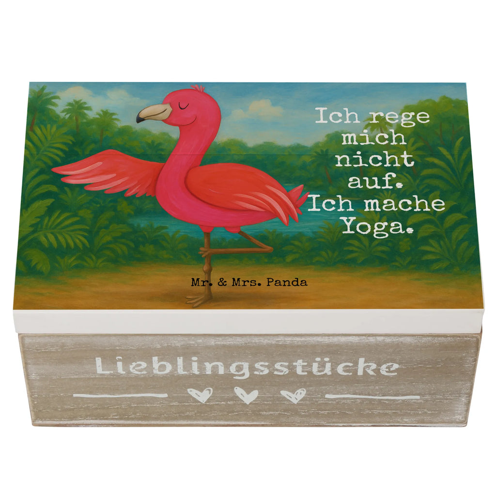 Wooden chest flamingo yoga Design Geschenkdose, Erinnerungskiste, Erinnerungsbox, Geschenkbox, XXL, Aufbewahrungsbox, Holzkiste, Dekokiste, Kiste, Schatzkiste, Truhe, Schatulle, Flamingo, Achtsamkeit, Ärger, Aufregen, Yoga-Übung, Entspannung, Vogel, Yoga, Tiefenentspannung, Namaste