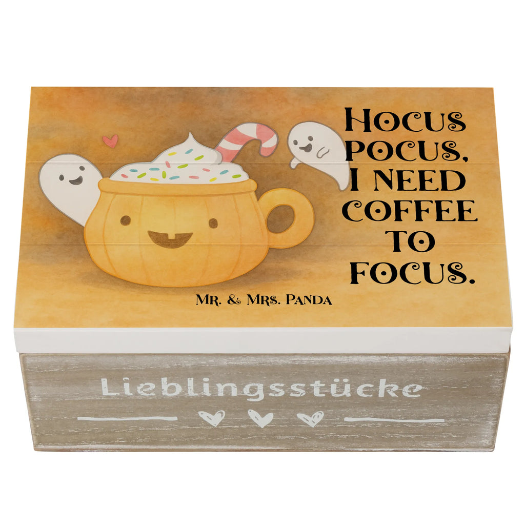 Holzkiste Kaffee Gespenst Design Erinnerungskiste, Erinnerungsbox, Schatzkiste, Kiste, Aufbewahrungsbox, Dekokiste, Holzkiste, Truhe, Geschenkbox, Geschenkdose, XXL, Schatulle, Halloween, Deko, Martinssingen, Dekoration, Geschenke, Schenken, Süßes sonst gibt's saures, Halloween Deko, Pumpkin spiced Latte, Kaffee, Gespenst, Trick or Treat