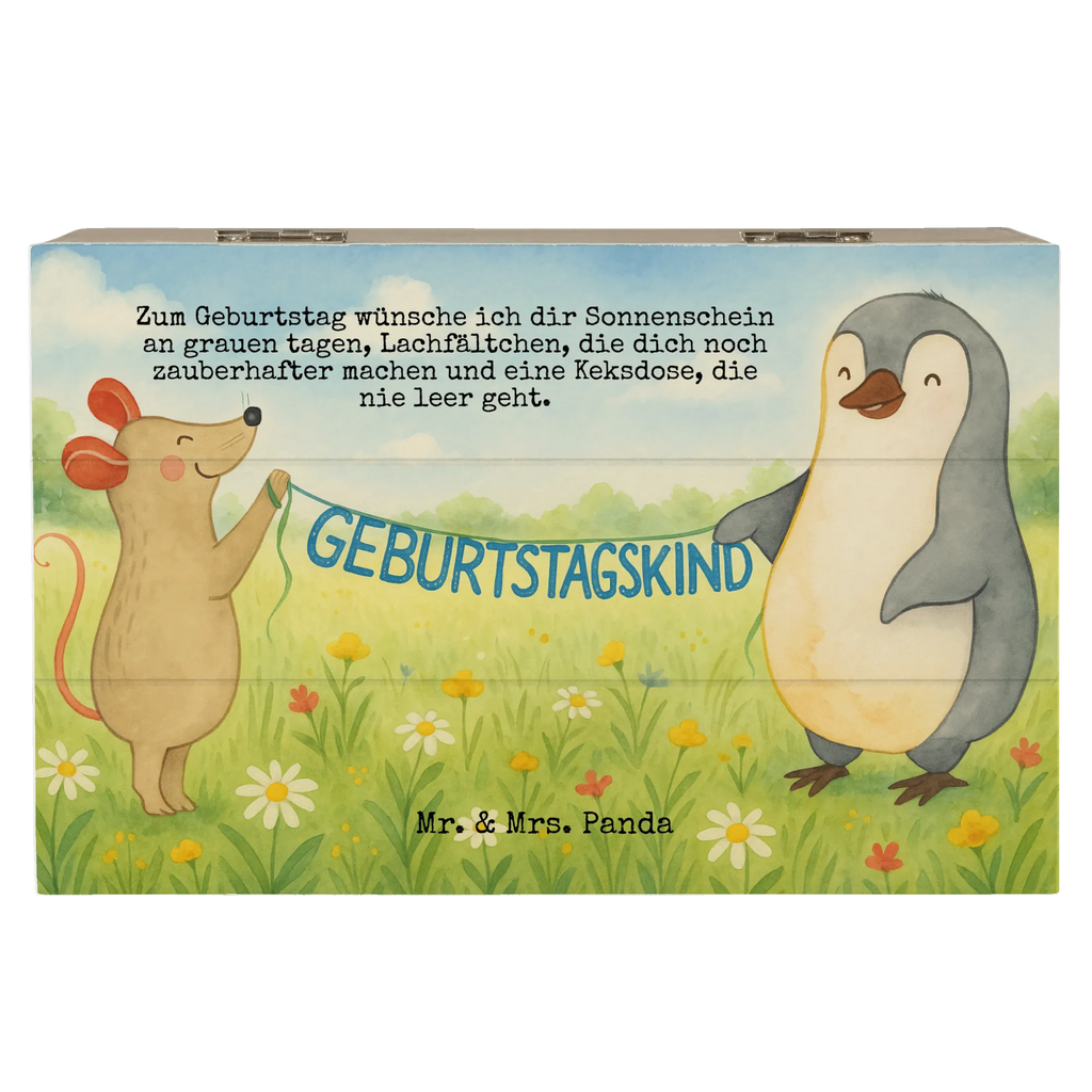 Holzkiste Maus Pinguin Geburtstag Design Schatzkiste, Erinnerungsbox, Geschenkdose, Truhe, Aufbewahrungsbox, XXL, Geschenkbox, Erinnerungskiste, Kiste, Holzkiste, Dekokiste, Schatulle, Geburtstag, Geburtstagsgeschenk, Geschenk, Geburtstagsfeier, Pinguin, Happy Birthday, Geburtstage, Maus