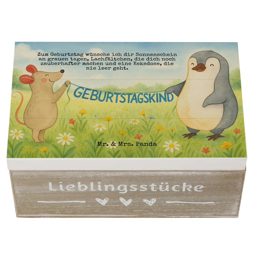Holzkiste Maus Pinguin Geburtstag Design Schatzkiste, Erinnerungsbox, Geschenkdose, Truhe, Aufbewahrungsbox, XXL, Geschenkbox, Erinnerungskiste, Kiste, Holzkiste, Dekokiste, Schatulle, Geburtstag, Geburtstagsgeschenk, Geschenk, Geburtstagsfeier, Pinguin, Happy Birthday, Geburtstage, Maus