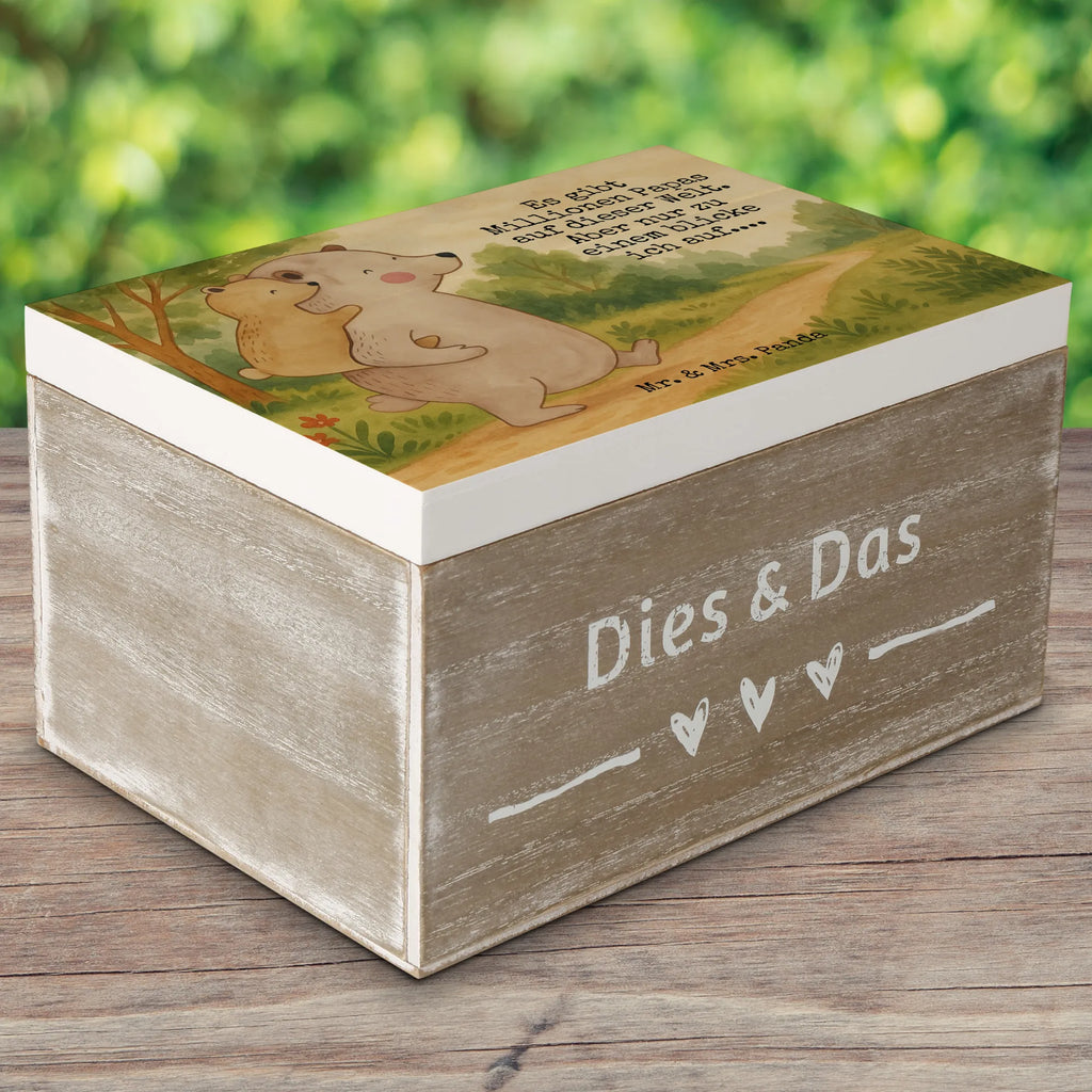 Holzkiste Papa Bär Design Truhe, Erinnerungsbox, Kiste, Schatulle, XXL, Schatzkiste, Geschenkbox, Aufbewahrungsbox, Dekokiste, Geschenkdose, Holzkiste, Erinnerungskiste, Familie, Vatertag, Muttertag, Bruder, Schwester, Mama, Papa, Oma, Opa, Onkel, Vater, Vati, Geburtstag, Geschenk, Papi
