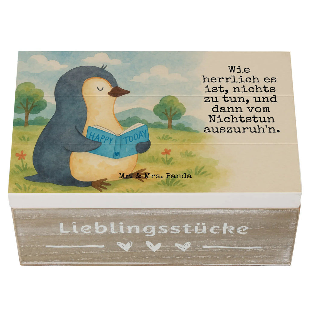 Wooden chest Penguin A book Design Geschenkdose, Erinnerungskiste, XXL, Aufbewahrungsbox, Kiste, Truhe, Geschenkbox, Erinnerungsbox, Holzkiste, Dekokiste, Schatulle, Schatzkiste, Pinguin, Faulenzen, Freizeit, Urlaub, Pinguine, Lesen, Nichtstun, Ferien, Bücherwurm, Buch