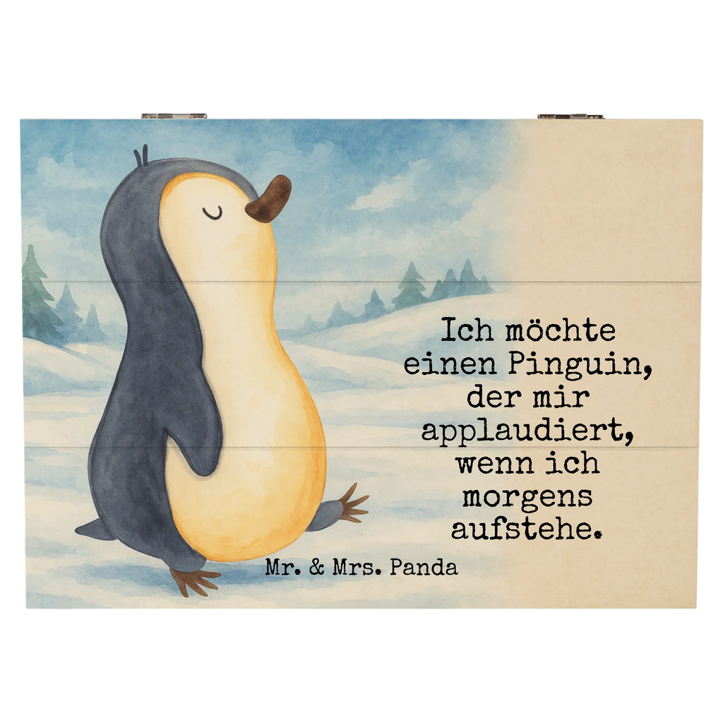 Holzkiste Pinguin marschieren Design Holzkiste, Erinnerungsbox, Erinnerungskiste, Kiste, Schatulle, Geschenkdose, Truhe, Geschenkbox, Schatzkiste, XXL, Dekokiste, Aufbewahrungsbox, Pinguin, Familie, Langschläfer, Pinguine, Frühaufsteher, Bruder, Schwester