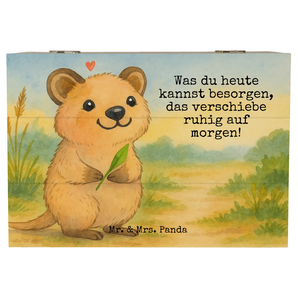Skrzynia drewniana Quokka Szczęśliwy Design XXL, Truhe, Kiste, Holzkiste, Erinnerungsbox, Dekokiste, Aufbewahrungsbox, Erinnerungskiste, Geschenkbox, Geschenkdose, Schatzkiste, Schatulle, Tiermotive, Gute Laune, lustige Sprüche, Tiere, Dinge erledigen, Lustiger Spruch, Quokka, Niedliches Tier, Verschieben, Aufschieberitis