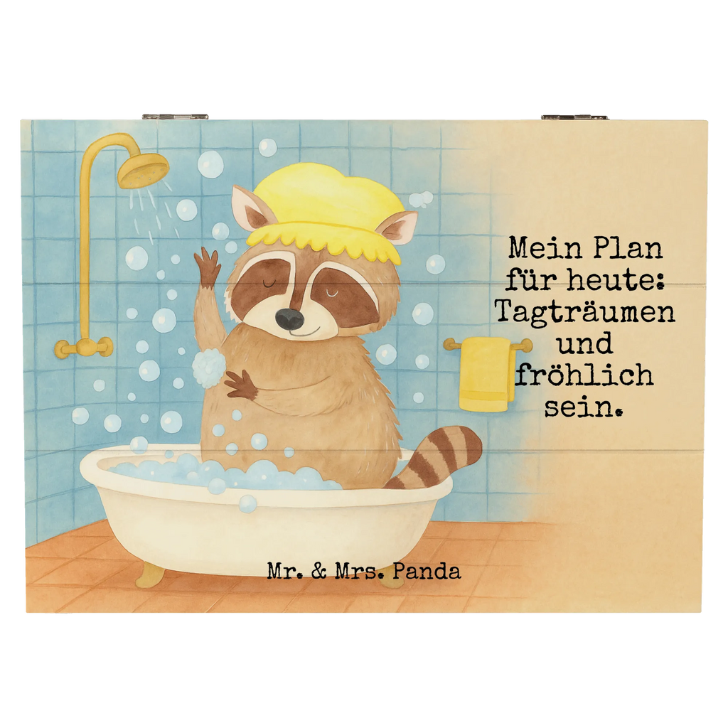 Holzkiste Waschbär Design Schatzkiste, Geschenkbox, Geschenkdose, Erinnerungsbox, Dekokiste, Kiste, XXL, Holzkiste, Erinnerungskiste, Truhe, Aufbewahrungsbox, Schatulle, Tiermotive, Gute Laune, lustige Sprüche, Tiere, Fröhlich, Waschbär, Seifenblasen, Tagträumen, waschen, Plan