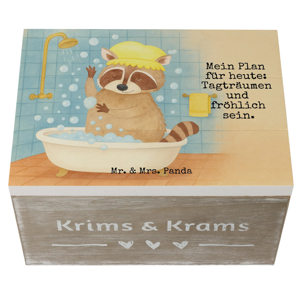 Holzkiste Waschbär Design Schatzkiste, Geschenkbox, Geschenkdose, Erinnerungsbox, Dekokiste, Kiste, XXL, Holzkiste, Erinnerungskiste, Truhe, Aufbewahrungsbox, Schatulle, Tiermotive, Gute Laune, lustige Sprüche, Tiere, Fröhlich, Waschbär, Seifenblasen, Tagträumen, waschen, Plan