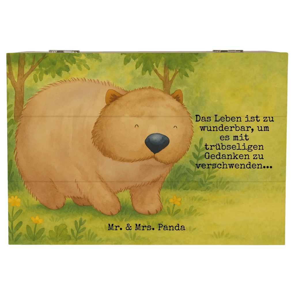 Holzkiste Wombat Design Aufbewahrungsbox, Truhe, Dekokiste, Erinnerungsbox, Erinnerungskiste, Geschenkbox, Kiste, Schatulle, Schatzkiste, Holzkiste, XXL, Geschenkdose, Tiermotive, Gute Laune, lustige Sprüche, Tiere, Australien, Das Leben ist schön, Spruch, Wombat, Motivation