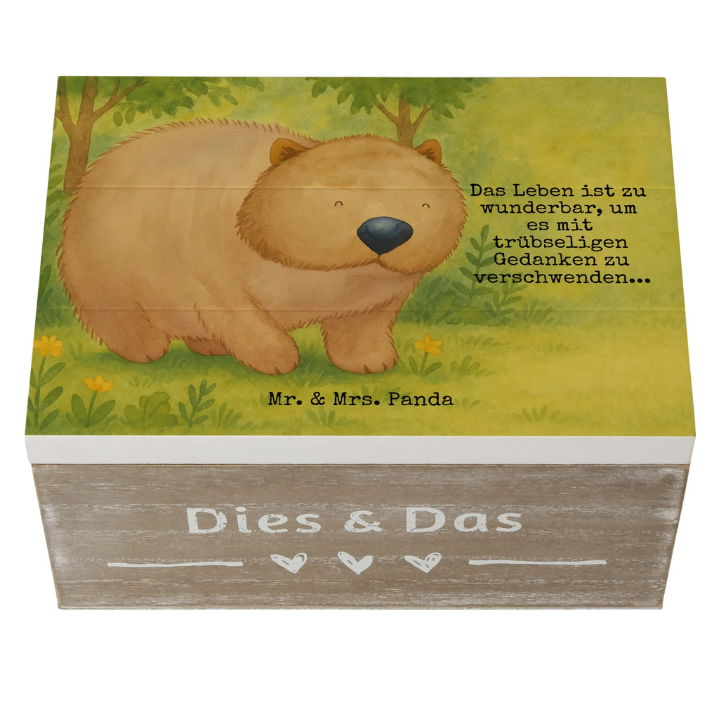 Holzkiste Wombat Design Aufbewahrungsbox, Truhe, Dekokiste, Erinnerungsbox, Erinnerungskiste, Geschenkbox, Kiste, Schatulle, Schatzkiste, Holzkiste, XXL, Geschenkdose, Tiermotive, Gute Laune, lustige Sprüche, Tiere, Australien, Das Leben ist schön, Spruch, Wombat, Motivation