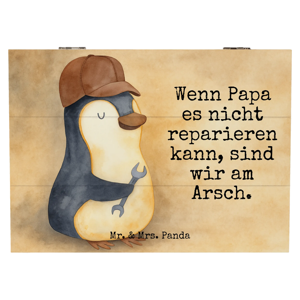 Holzkiste Wenn Papa es nicht reparieren kann, sind wir am Arsch Design Schatzkiste, Dekokiste, Truhe, Aufbewahrungsbox, Geschenkbox, Holzkiste, XXL, Erinnerungsbox, Erinnerungskiste, Geschenkdose, Schatulle, Kiste, Familie, Vatertag, Muttertag, Bruder, Schwester, Mama, Papa, Oma, Opa, Geschenk Papa, Bester Papa der Welt, Vater