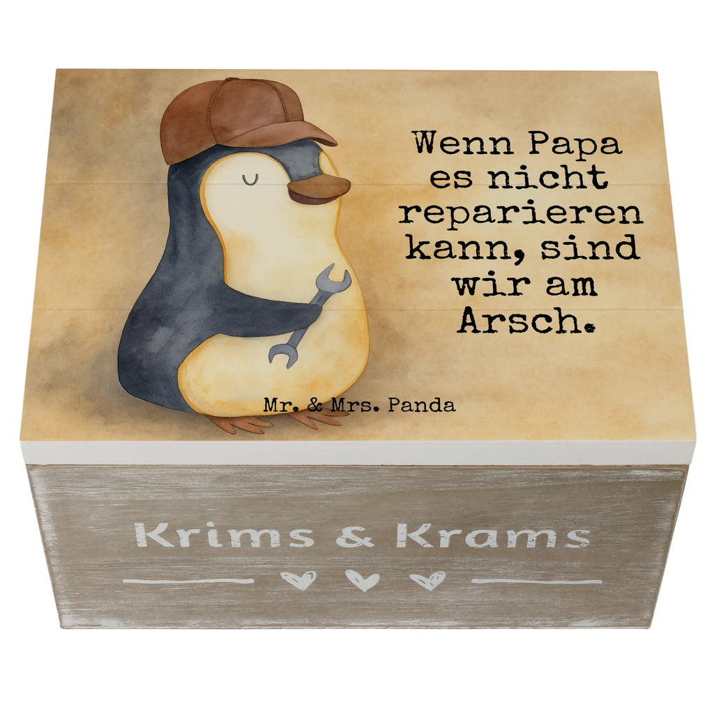 Holzkiste Wenn Papa es nicht reparieren kann, sind wir am Arsch Design Schatzkiste, Dekokiste, Truhe, Aufbewahrungsbox, Geschenkbox, Holzkiste, XXL, Erinnerungsbox, Erinnerungskiste, Geschenkdose, Schatulle, Kiste, Familie, Vatertag, Muttertag, Bruder, Schwester, Mama, Papa, Oma, Opa, Geschenk Papa, Bester Papa der Welt, Vater