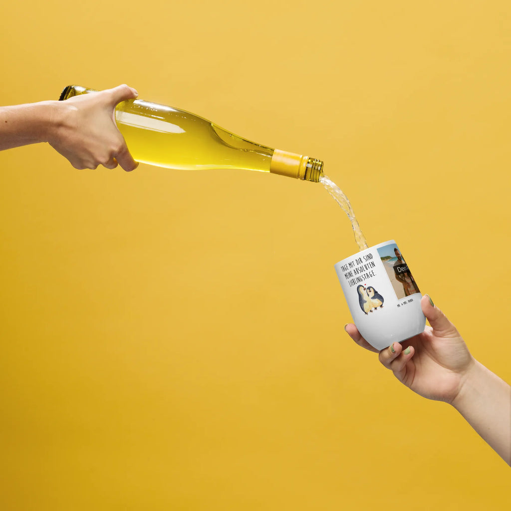 Spersonalizowany kubek do wina ze zdjęciem Pingwin przytulać Pinguin