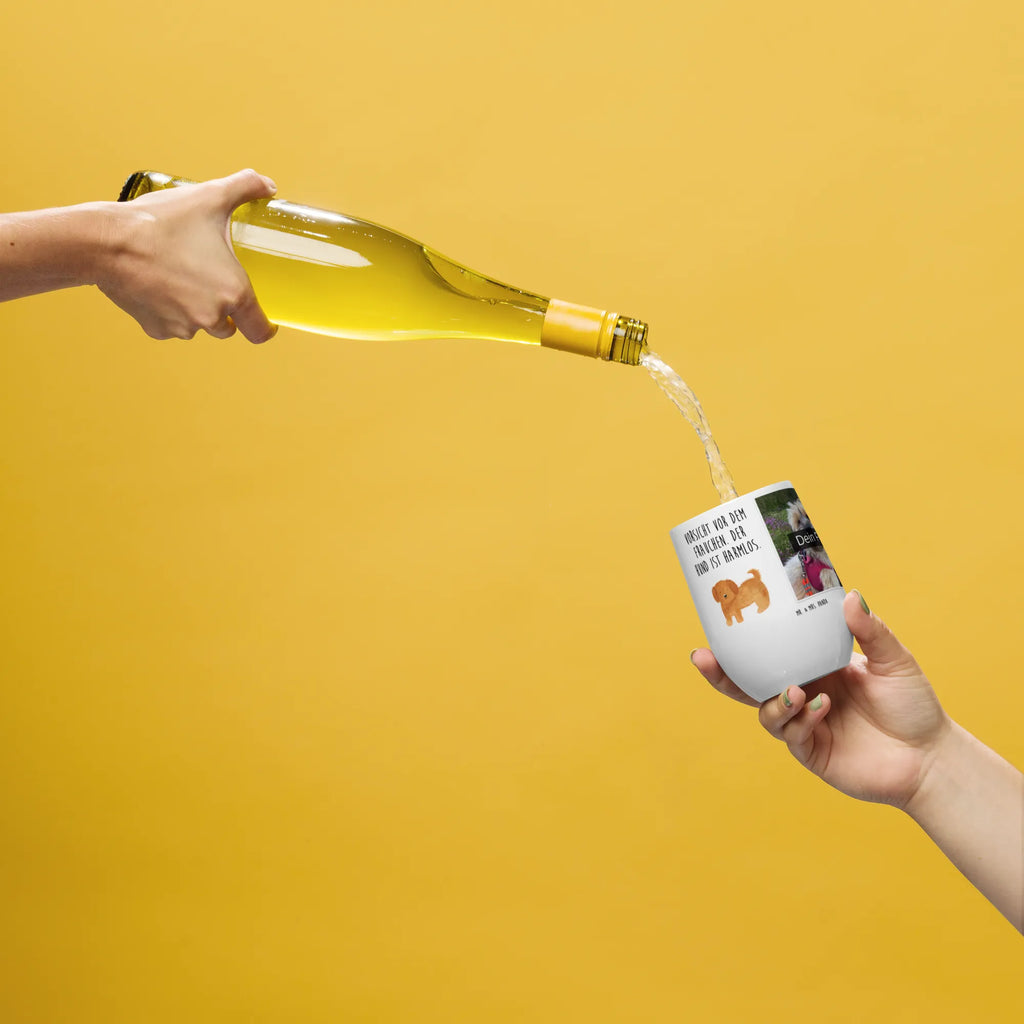 Spersonalizowany kubek do wina ze zdjęciem pies puszysty Pies, motyw psa, zwierzę domowe, rasa psa, miłośnik zwierząt, właściciel psa, powiedzenia